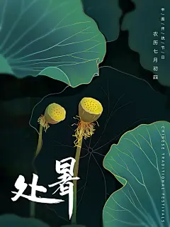 处暑二十四节气海报背景插画