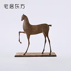 中式别墅玄关铜马软装摆件书房装饰柜动物饰品现代中式高档工艺品