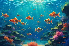 海水自然海洋生物插画图片