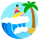 夏天男人冲浪扁平动态贴纸