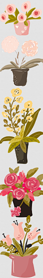 PNG免抠eps AI 矢量水彩花朵花瓶装饰设计素材图案素材-淘宝网