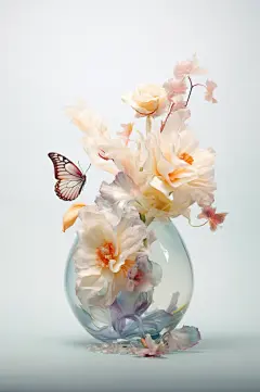 AI数字艺术花卉创意插花花朵组合插画