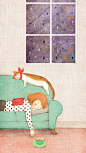 日系小清新治愈系插画壁纸 小女孩和猫咪
高清原图关注微博：童话壁纸王国