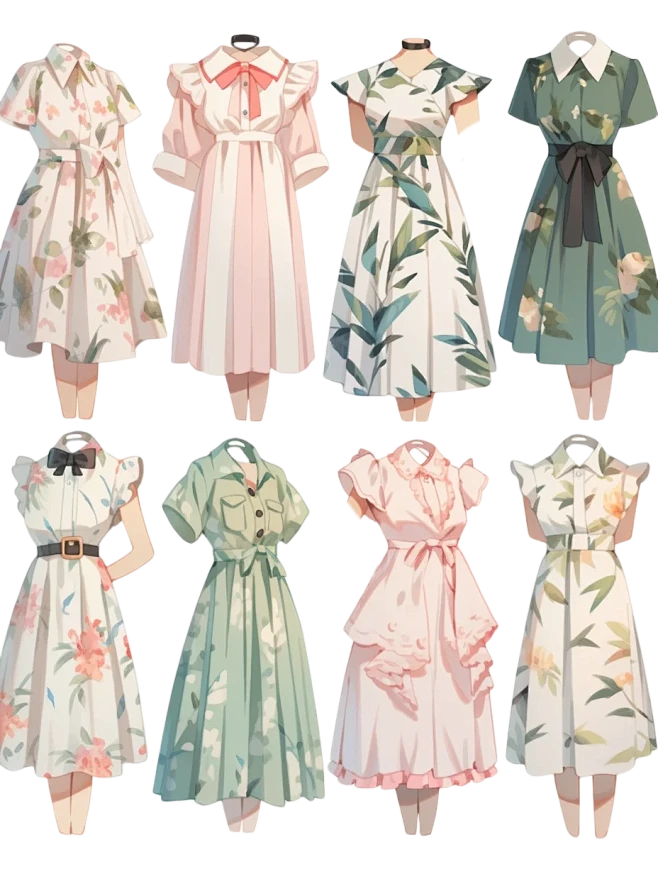 连衣裙｜oc穿搭电子手帐插画服设素材20...