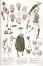 original nier d.k high resolution official art scan concept art alternative color alternative costume alternative hair color alternative hair length alternative hairstyle alternative weapon grimoire nier weapon