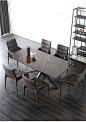 意式极简茶色钢化玻璃餐桌椅组合家用小户型轻奢现代简约吃饭桌子-tmall.com天猫