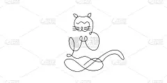 连续的一条线画坐着的猫做瑜伽孤立在白色的背景。一线野猫剪影设计。手绘极简主义风格。