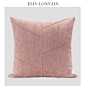 新品现代简约轻奢粉色麂皮绒拼接靠垫抱枕别墅沙发样板房方枕腰枕-淘宝网
