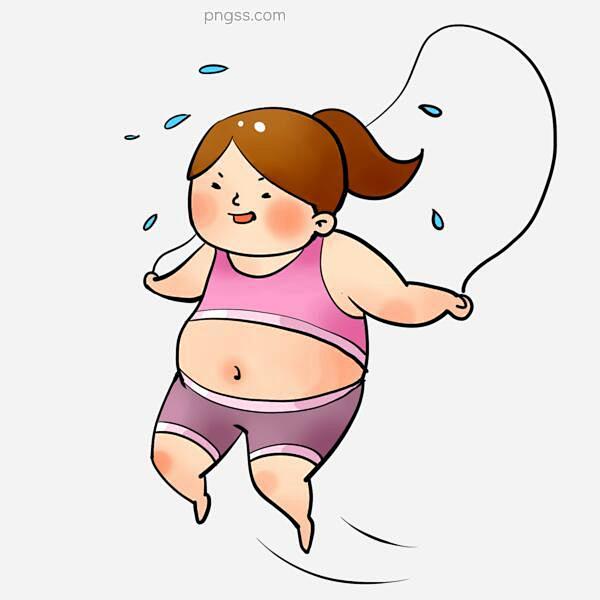 跳绳的胖女孩卡通可爱元素图案图片大小20...