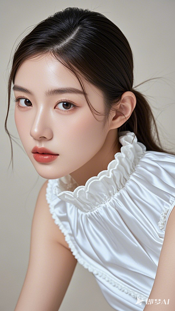 一位女孩，青春，高级感，人物肖像特写镜头...