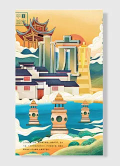 杭州西湖美景中国城城市海报