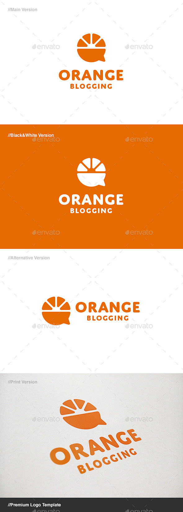 橙色博客标志——食品标志模板Orange...