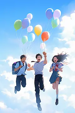 数字艺术学生放假开心过暑假扁平风插画-众图网