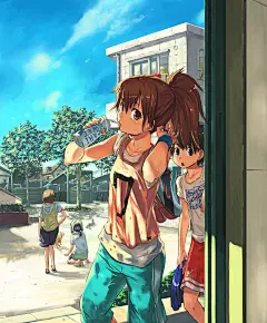 上臂太耀眼了！背心女孩特辑 : 一到夏天就很想穿背心呢。背心的设计既简单又能突出女性的柔软。背心的肩带比形状相似的吊带衫更宽一些，适合运动，给人感觉很活泼。背心还经常与连体工装、运动装搭配在一起穿，那种充满健康美的时尚风格非常迷人。今天，就为大家送上女孩身穿没有多余配饰却十分潇洒的背心的插画作品特辑。快来看看吧。