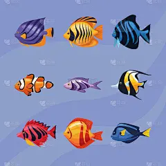 海洋生物水下九个图标