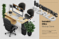 Isometric Office Scene Mock-up 办公室场景模拟展示贴图模板 :  