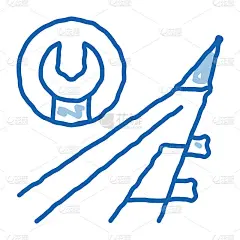 飞机机翼扳手涂鸦图标手绘插图