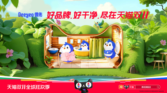 13德佑DeYou 双十一猫头海报 横板...
