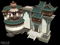 _鹤白采集到场景原画丨国风建筑丨单体