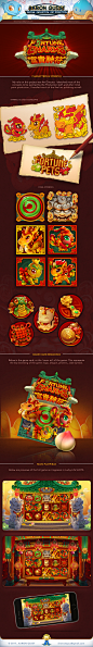 "Fortune Charms" Slot Game for Lucky Life SLOTS, Aaron Quist : This was a Slot Game I Art Directed for Playstudios Asia entitled 'Fortune Charms'. The theme was Chinese 'Good Luck' symbology, with a focus on lucky animals. The game is currently 