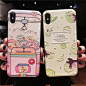 卡通柠檬iphone xs max苹果x手机壳浮雕xr软8plus全包7女6s个性七-淘宝网
