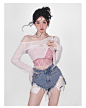 少也眼9头身辣妹 露肩不规则两穿防晒长袖蕾丝拼接吊带夏季女-tmall.com天猫