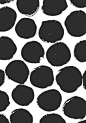 Painted Dots - black & white pattern, monochrome print design: 