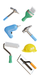 建筑工地安全帽螺丝钉铲子油漆刷Blender源文件免抠元素_PNG：