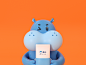 三维海报 c4d Maxon Cinema 4d Character Family of five fresh Shopping Hippopotamus