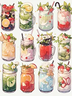 手帐贴纸丨美食插画丨夏日果茶②丨水彩风_8_沐沐AI日记_来自小红书网页版