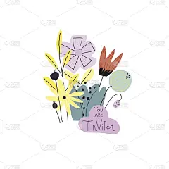 矢量风格化手绘花花束