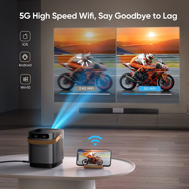 5G WiFi Bluetooth Projector, TOPTRO TR23 Outdoor Projector