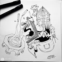 插画 黑白 涂鸦 手绘 创意 