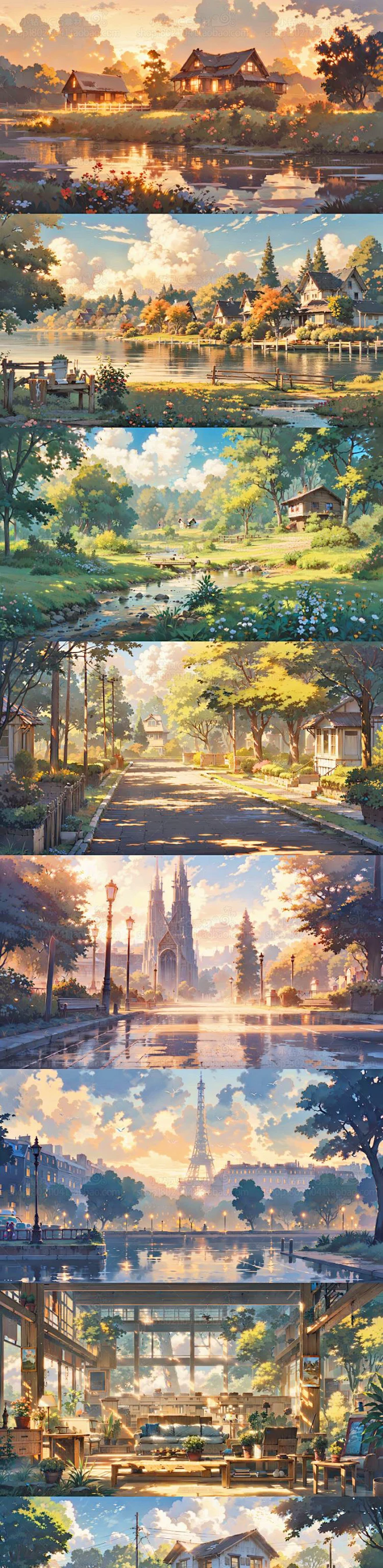 AI梦幻动漫场景素材 影视游戏场景概念设计参考 背景插画临摹图-淘宝网-花瓣网