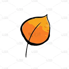 秋写生黄墨叶。手绘色彩草