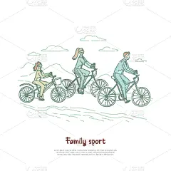 母亲,骑自行车,父女,女儿,家庭,父母,直的,父亲,休闲,相伴