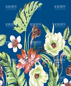 大花  - 源文件下载【酷图网】碎花,大花,乱花,大牌,荷花,百合花,数码印花,长裙,