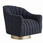 Springsteen Chair Indigo Tweed Champagne Swivel  Contemporary, Traditional, Transitional, Organic, Metal, Upholstery  Fabric, Swivel Chair by Arteriors