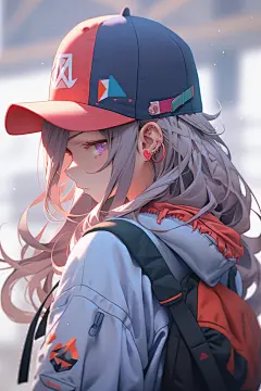 二次元鸭舌帽帽子时尚漫画女生图片插画