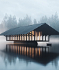This contains an image of: marc thorpe designs a serene upstate pavilion suspended over a crystal lake