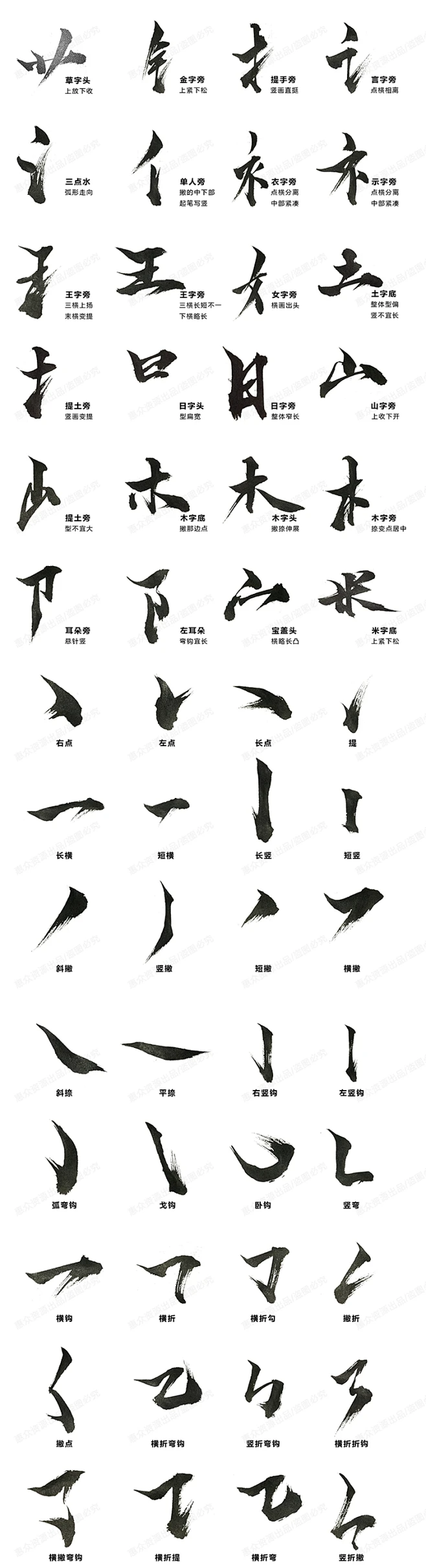 中文汉字古风手写毛笔书法字体笔触偏旁部首 字贴海报PSD分层素材-淘宝网-花瓣网