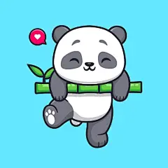 大熊猫竹子插画矢量图设计素材