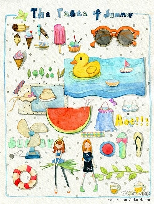 夏天的符号：西瓜、蝉鸣、蛐蛐、阳光、海滩...