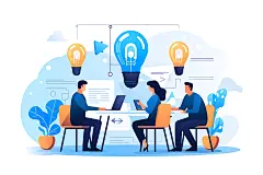 头脑风暴扁平风企业文化插画