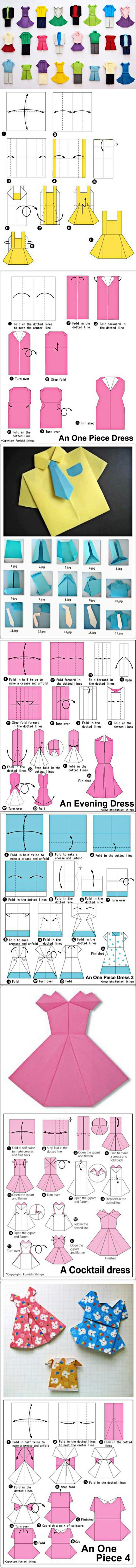 分享几个折纸教程：服装系列、花束系列、包...
