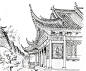场景线稿 古风
