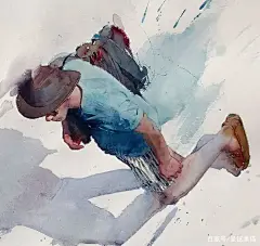 人物水彩画 下组来自Eudes Correia的水彩作品，如果我们想要画好水彩画，首先要了解它的特点和属性，水彩画基本都是通过水作为媒介进行画面渲染的，颜料透明没有覆盖性，所以颜色比较薄、画面通透，看着也特别清爽，了解这些的基础上再学一点技巧后多多练习就能画好了，这也是一种熟能生巧的过程。如果不会画请看下方水彩课堂（视频专栏）简单易学。