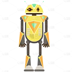 手绘-机器人元素互联网科技贴纸7