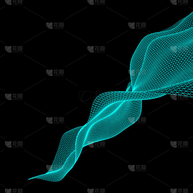 波浪网格背景。抽象的矢量图。连接结构。未来技术风格。3D透视网格。