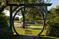 Moon Gate circlular view of beech seat round tree focal point lawn at Latchetts Sussex child friendly childrens garden   --  photo by John Glover Photography - garc.338 Moon Gate: 